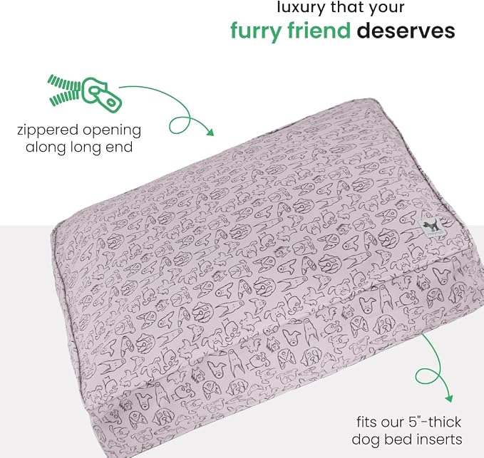 Molly Mutt Only You Dog Bed Duvet Cover, 100% Cotton Canvas Cover for Dog, Puppy, or Cat Bed, Durable, Washable, and Free of Harmful Chemicals, Small, 22"x27"x5"
