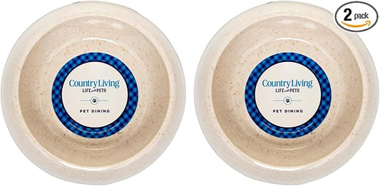Country Living Set of 2 White Swan Bamboo Dog Bowls (32oz) – Naturally Sourced Bamboo Design, Non-Toxic, Durable, Dishwasher & Microwave Safe and Pet-Safe Feeding Dish, Ideal for Medium to Large Dogs