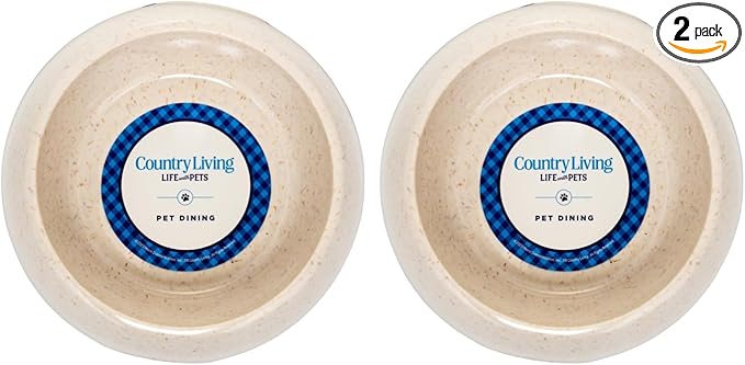 Country Living Set of 2 White Swan Bamboo Dog Bowls (64oz) – Naturally Sourced Bamboo Design, Non-Toxic, Durable, Dishwasher & Microwave Safe and Pet-Safe Feeding Dish, Ideal for Extra Large Dogs