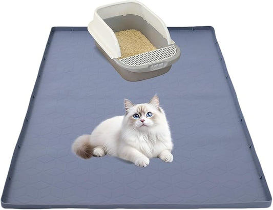 Cat Litter Mat,31" x22" Silicone Cat Mat for Litter Box, Soft Kitty Litter Trapping Mats for Scatter Control,Easy Cleaning& Waterproof Cat Litter Pads Feeding mat