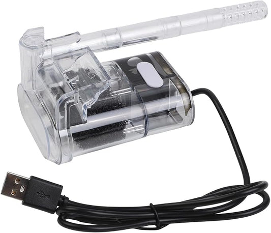 Aquarium External Filter USB Powered Waterfall Circulation Pump with Adjustable Flow for 3-5mm Glass Tanks, Transparent Plastic Hanging Back Filter for Small Fish Tank Cleaning
