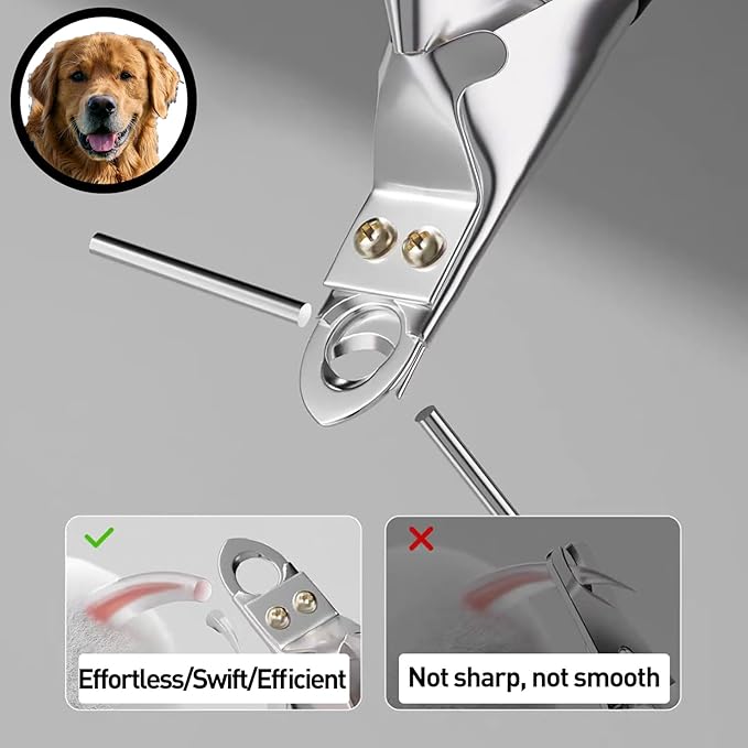 Dog Nail Clippers | Dog Nail Trimmer with Nail File and Safety Guard for Large Breed Dog | Injury-Free Grooming Tool for Pets (Black)