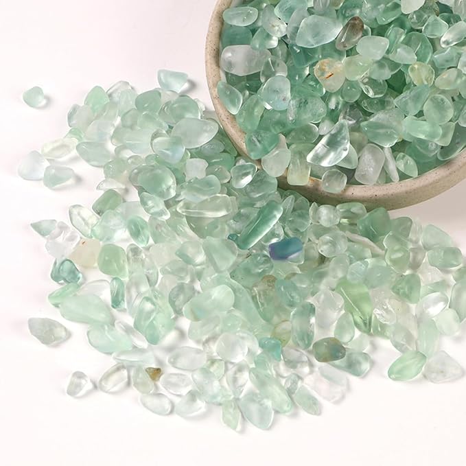 Erliway Green Fluorite Crystal Chips Bulk for Vase Filler, 0.5 lb 7-9 mm | Natural Crushed Crystal Stone for Spell Jar, Aquarium Gravel, Reiki Healing Meditation, Jewelry Making, Resin Art, Home Décor