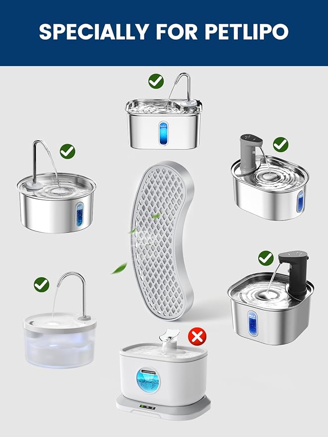 Cat Water Fountain Stainless Steel for Cats Indoor 2.5L 85oz by BPA-free SUS304, 4pcs Effective 6-Layer Filter Cat Fountain for Drinking 20dB Ultra Quiet Metal Pet Water Fountain (6 Filters+6 Sponges)