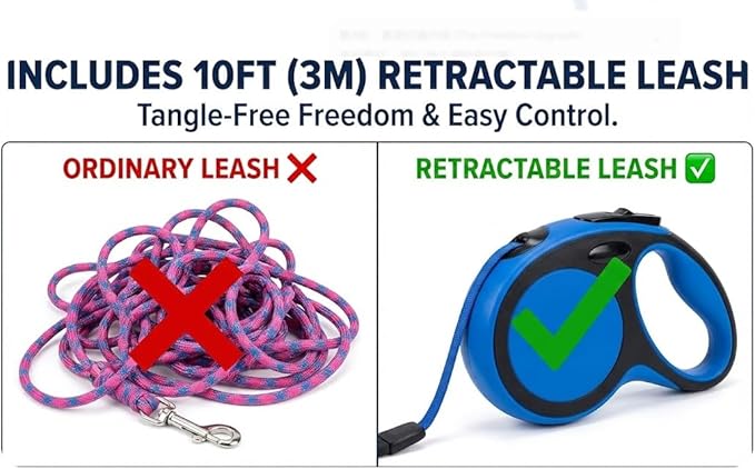 [3-Piece Set] Escape Proof Small Pet Harness and Leash - 10ft (3m) Retractable Lead & 2 Adjustable Rope Vests for Kittens, Ferrets, Rabbits, Guinea Pigs & Small Pets