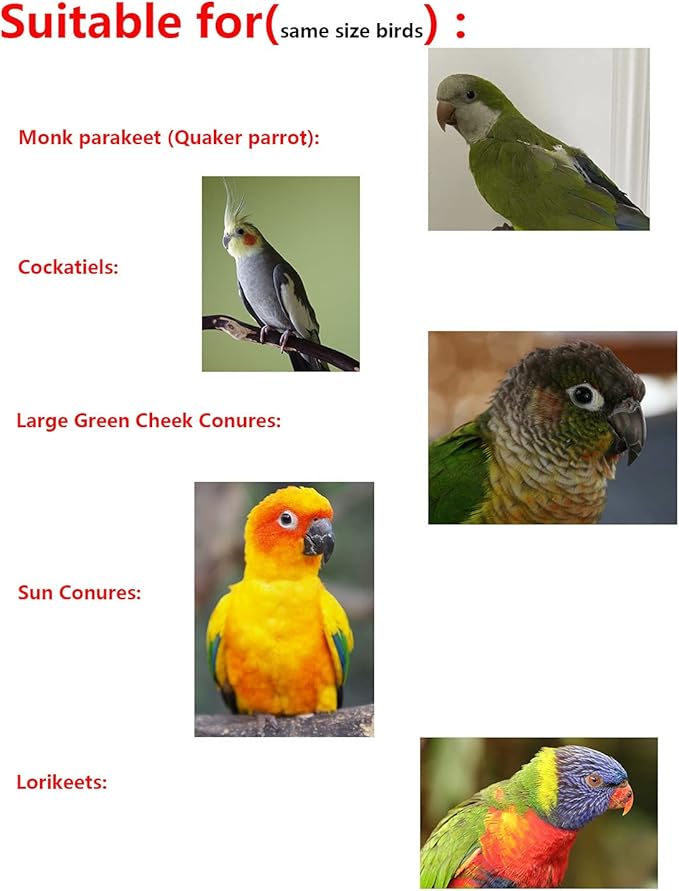 Bird Diaper Cockatiel Clothes Flight Suite, Quaker Parrot Diaper Flight Clothes, Bird Reusable Training Nappy Suit Liners with Hanger Leash Hole for Sun Conure Senegal