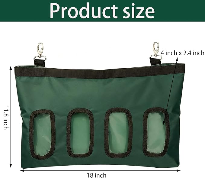 Rabbit Hanging Hay Feeder Bag Large Capacity Small Animal Hay Dispenser 600D Oxford Cloth Rabbit Hay Storage Bag for Bunnies Guinea Pigs Chinchillas (Green)