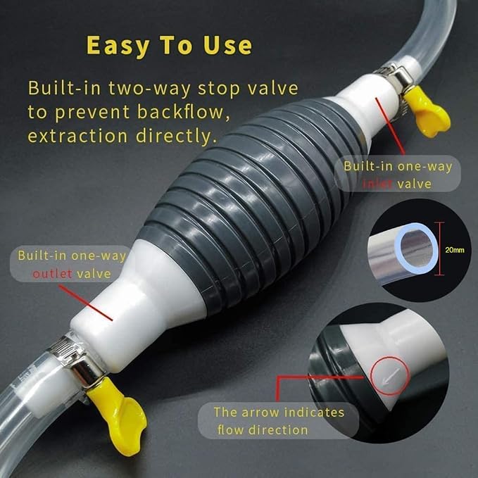 Multifunction Liquid Sucker Pump, Manual Fuel Transfer Pump Gasoline Siphone Hose, Portable Siphon Pump For Gasoline Diesel And Other Liquid Water, with 3.2/6.5/9.8ft Siphon Hose. (3.2 ft)