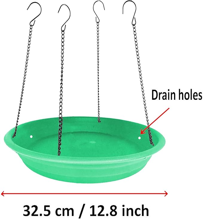 Multi-Purpose Bird Seed Catcher Platform Feeder - Hanging Tray With Seed Hoop and Accessories (Green)
