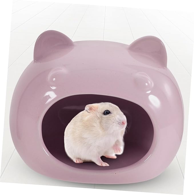 Ceramic Small Animal Hideout for Guinea Pigs Hedgehogs Hamsters Cooling Pet Supply Cute Comfortable Shelter in Large Light Purple