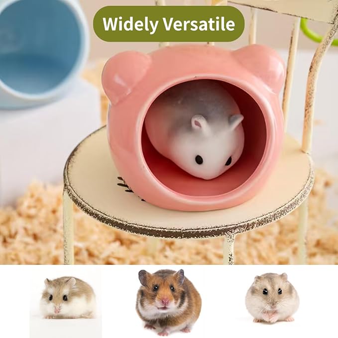 Hamster Hideout, Cute Ceramic Summer Cool Guinea Pig House, Sugar Glider Gerbil Cage Accessories for Hedgehog Mice (Yellow)