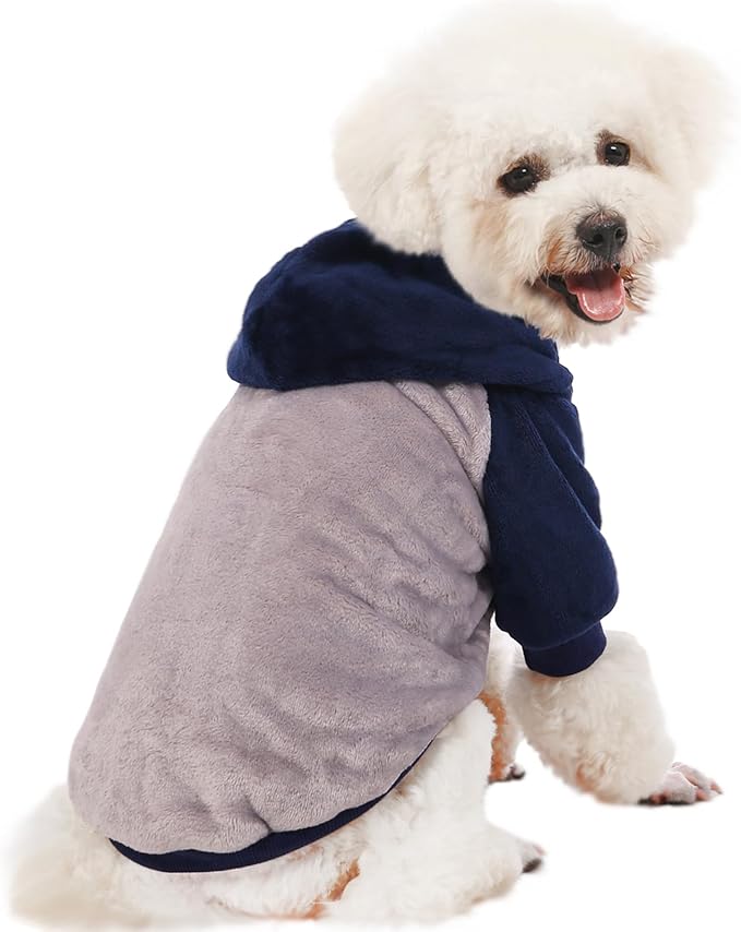 FabriCastle Dog Hooded Sweater, Dog Clothes for XXS XS Small Dogs Boy & Cats, Soft and Warm Pet Coat, Winter Pet Jacket, Doggy Apparel Costumes, Puppy Outfits Snap On Hoodies (Grey Body, Small)