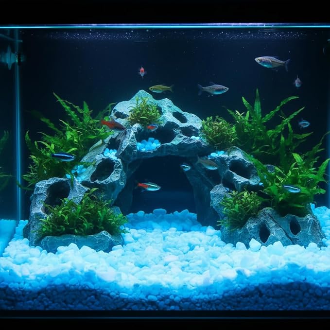 Shiny Stone Aquarium Gravel Sand, Sky Blue, 8-15mm | Glow in The Dark
