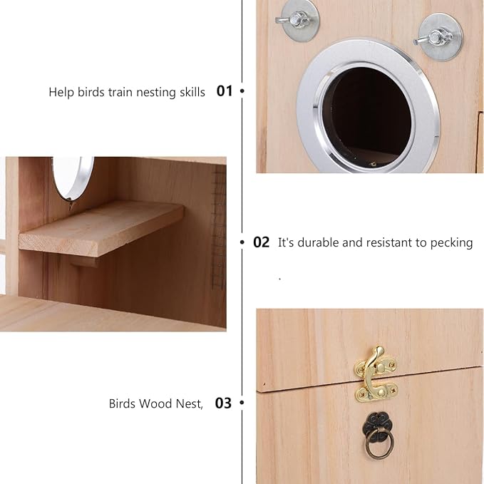 BESPORTBLE Small Bird Nesting Box: Vertical Paulownia Wood Breeding Incubator for Parakeets Cockatiel Conure - Inside Cage House