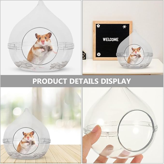Ipetboom Acrylic Hamster Bathtub Transparent Dust Bath Container for Chinchilla Small Pet Cage Accessory