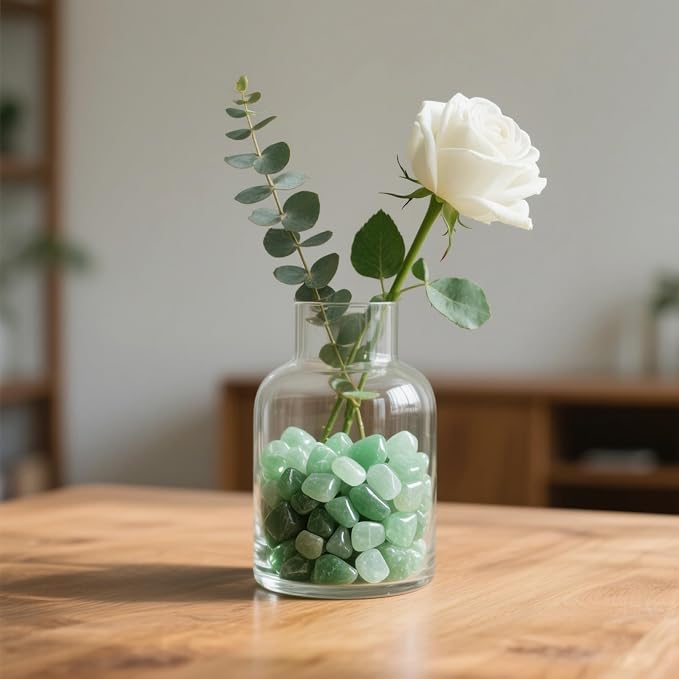 Aquarium Gravel 0.96LB Succulent Rocks Natural Pebbles Vase Filler Home Fish Tank Decor Crushed Stones Quartz Tumbled Polished Bulk - Green Aventurine