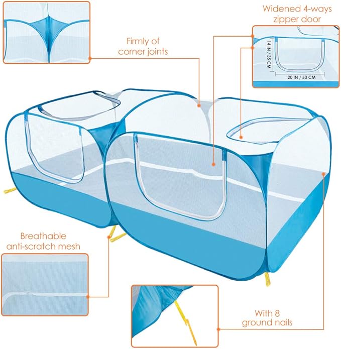 SlowTon Small Animals Playpen - Portable Chicken Coop Run Large Chick Brooder 73"x36"x25" with Detachable Bottom, Pop Up Pet Enclosure Cat Tent for Guinea Pig Bunny Puppy Indoor Outdoor (Flat Top)