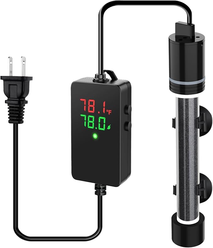 hygger 300W Aquarium Heater for 40–60 Gallon Tanks, ±0.5°C Precise Temperature Control, Dual Probe, External Controller, Overheat & Dry-Run Protection, for Freshwater & Saltwater