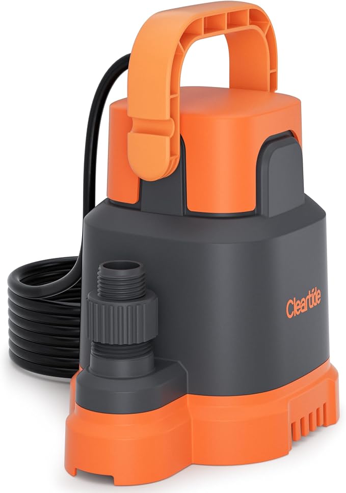 Submersible Utility Water Pump, 2400 GPH Portable Sump Pump with Copper Motor, Plug and Work for Pond, Garden Watering, Pool Transfer, Hot Tub Emptying