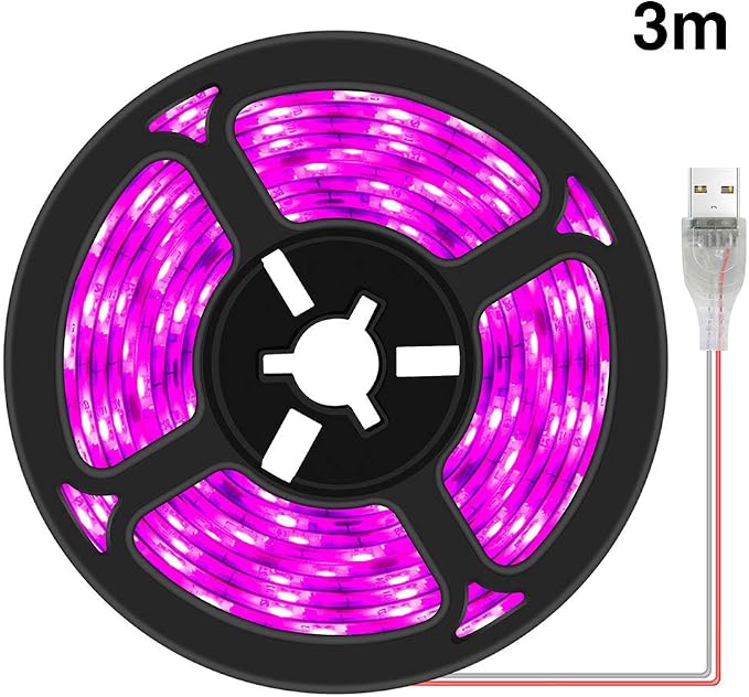 Plant Grow Light Strip 2835 SMD IP66 Waterproof Full Spectrum LED Light for Indoor Plants, Greenhouse, Aquarium, Garden, Flowers, Veg - USB Interface
