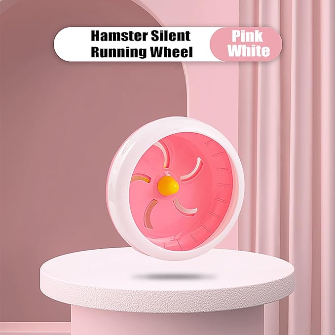 Hamster Wheel, 7 inch Silent Hamster Exercise Running Wheel with Stand,Pet Small Animals Exercise Running Toys,Adjustable Quiet Spinner for Guinea Pigs, Sugar Gliders, Gerbils (Pink)