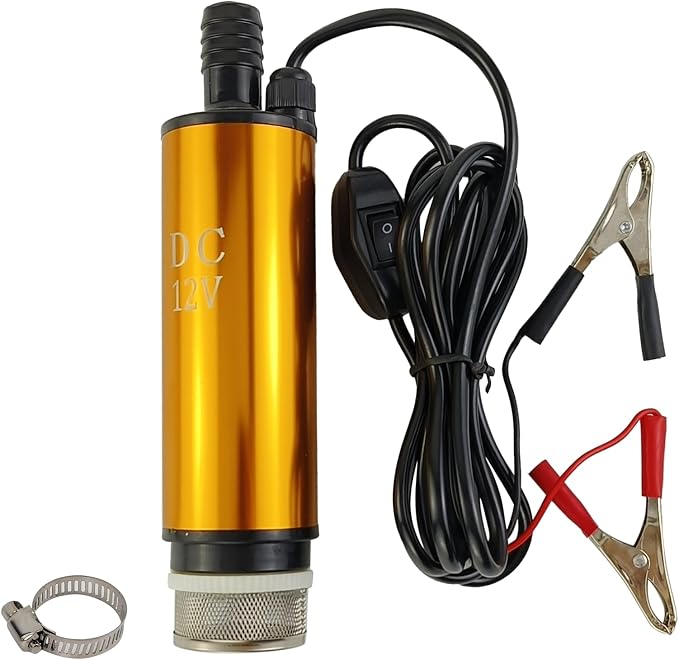 12V 80W Submersible Transfer Pump Water Diesel Oil for Auto Marine Farm | Eelectric transfer pump, 8A current, handles water,ideal for automotive, marine, agricultural irrigation and more