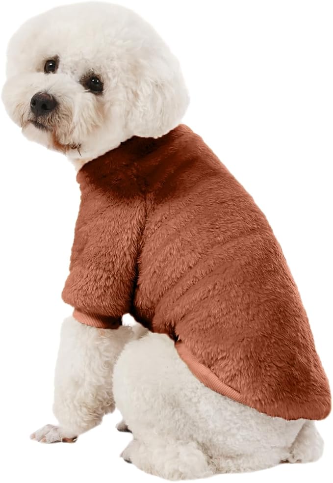 Dog Sweater, 3 Pack Dog Sweaters for Small Dogs, Dog Clothes for Small Dogs Girl Boy, Ultra Soft and Warm Puppy Sweater Dog Coat for Winter Christmas (Orange+Coffee+Yellow, S)