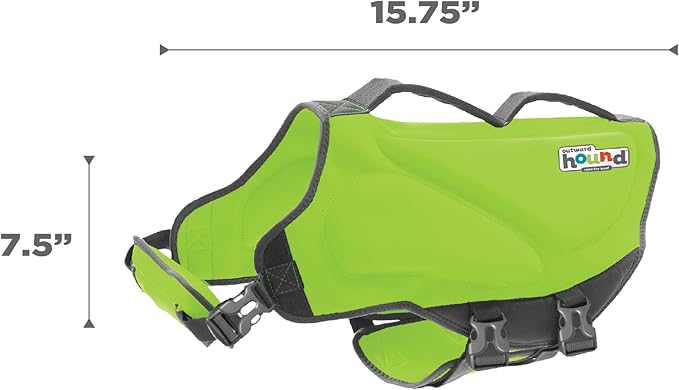 Outward Hound Dawson Swim Dog Life Jacket, Green, Large