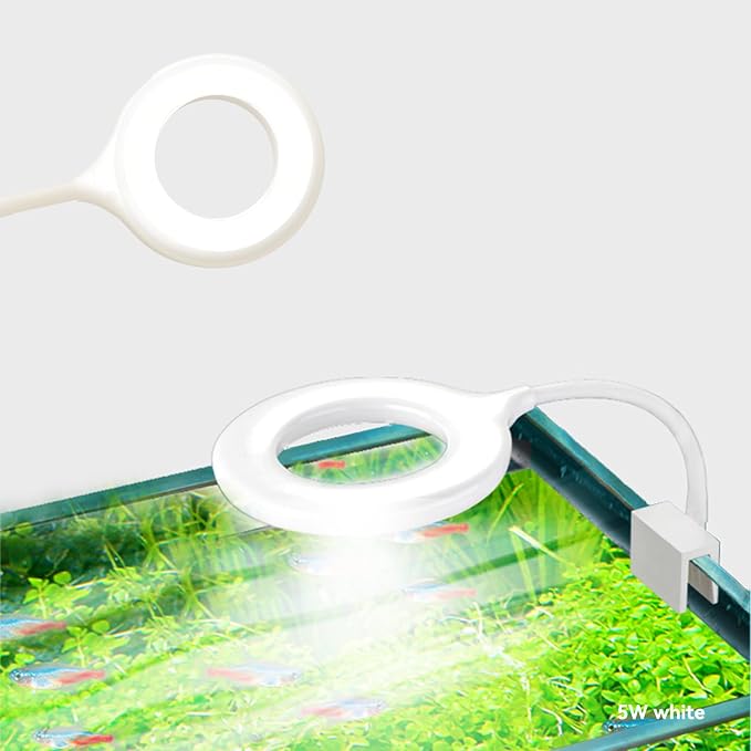 5-8 Gallon Fish Tank Clip On Aquarium Light with White Blue Red LEDs Small Aquarium Light, Full Spectrum Fish Tank Light with USB Port and 360 Degrees Flexible Rotate