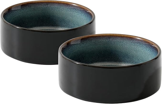 Havniva Cat Bowls Water Bowl Set of Two, 6.1” Ceramic Cat Food and Water Bowl Whisker Friendly Pet Food Bowls for Indoor Cats, Wide Cat Water Dish Prevent Whisker Fatigue Non Slip Cat Feeder