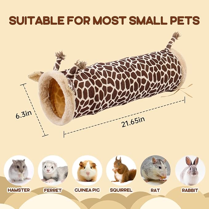 Bunny Guinea Pig Hideout Collapsible, Rat Ferret Tube Hideway, Small Animal Tunnel Toy Cage Accessories for Hedgehog Chinchillas Rabbit
