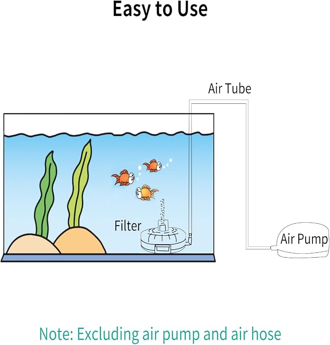 Small Aquarium Sponge Filter, Small Fish Tank Filter & Mini Submersible Fish Filter Built-in Air Bubble Stone and Bio Sponge for Fish Tanks up to 5 Gallon (Air Pump Not Included)