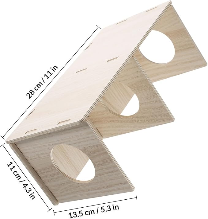 Gadpiparty Wooden Hamster Habitat with Two Rooms, Wood Cabin and Hideout for Guinea Pigs, Mice, Rats, and Small Pets – Toy for Play and Rest