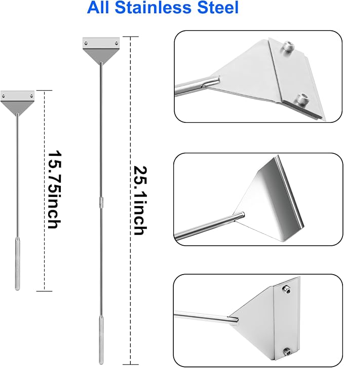 25 in Algae Scraper for Glass Aquariums - with Sheath, 10 Blades | Wide Blade, Durable Stainless Steel, Powerfully Remove Stubborn Algae, Included Blade Sheath, 10 Replaceable Blades