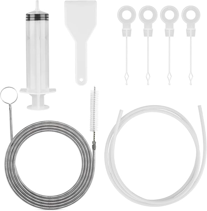 Refrigerator Drain Cleaning Tool -8 PCS Refrigerator Water Line Cleaner Kit | Refrigerator condensate drain cleaning kit, With frozen water line tool and long tube brush fridge drain hole cleaning tool