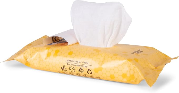 Burt's Bees for Pets Kitten Grooming Wipes with Buttermilk and Honey, Waterless Cat Bath Wipes for Face, Paws, Tail and Coat Cleaning, Gentle Bath Alternative for Indoor Felines, 50 Count - 6 Pack