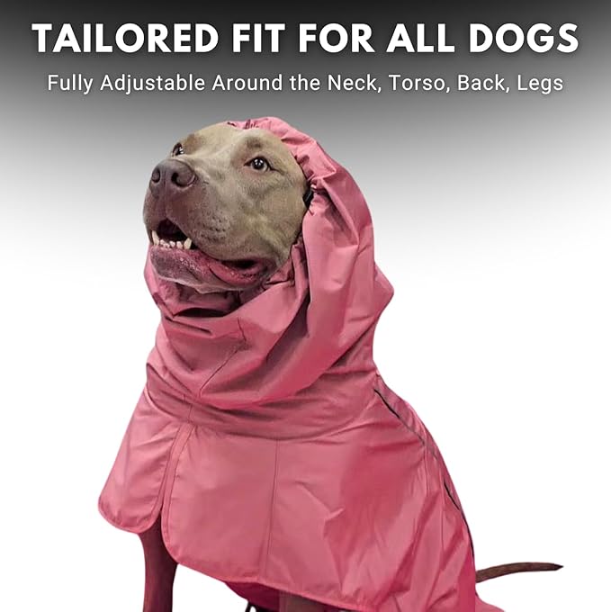 Spark Paws Dog Raincoat, Waterproof Windproof Rain Jacket, for Small Medium Large Extra Large Dogs, Reflective Breathable Full-Body Coverage Dry Suit - Sea Pink, 3XL