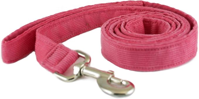 The Good Dog Company- Hemp Corduroy SIX FT Dog LEASHES Available in 9 Colors (Rust, Marigold, Bronze, Avocado, Blue, Plum, Pink, Red, Black) Sold in 1”, ¾”, ½” Widths (1 Inch Width, Pink)