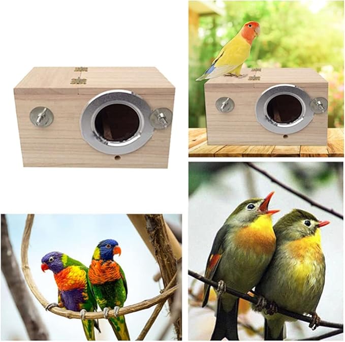 Ochine Parakeet Nesting Box Bird House Wood Breeding Box Parrots Mating Box, Pet Wood Parakeet Nest Box Bird House for Lovebirds Budgie Finch Cockatoo Canary and Medium-Sized Birds