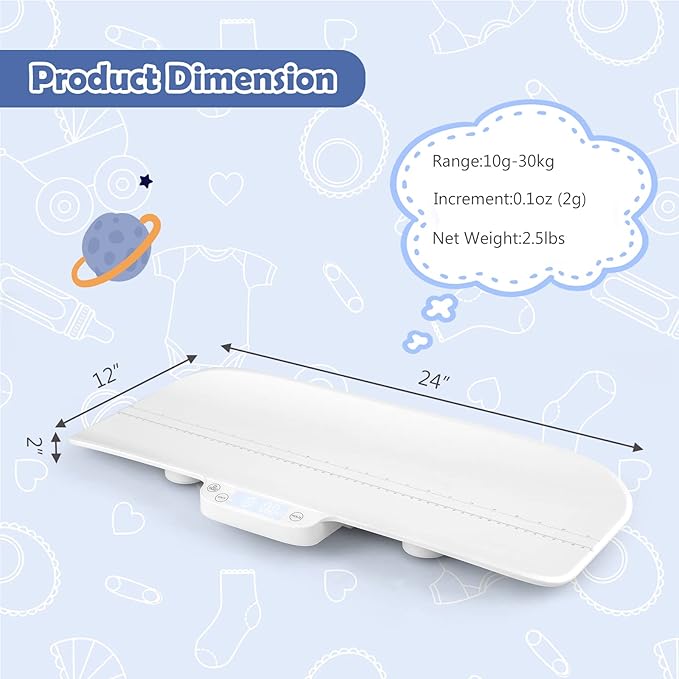 HONEY JOY Baby Scale, Pet Scale, 66lb Digital Infant Scale with Hold Function, Weight and Height Track, Multi-Function Toddler Scale, Accurate Baby Weighing Scale for Newborn&Cat&Dog, kg/lb/oz