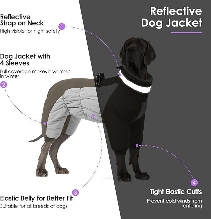Full Body Dog Coat - Warm Fleece Jacket for Medium Dogs, Turtleneck Winter Coats with Harness, Reflective Dog Snowsuit Windproof Puffer Jackets with Legs for Boston Terrier, Army Green M