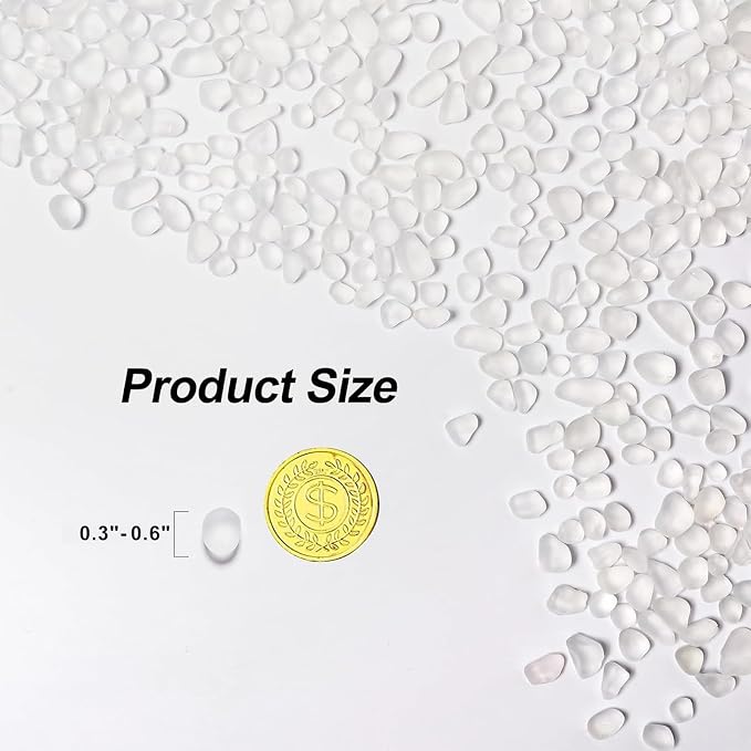 QEQEKAKA Sea Glass Stones for Crafts 0.5LB White Pebble Gemstones Bulk | Small Glass Stones for Beaching Wedding DIY Decor Aquarium Turtle Tank Vase Filler (187g/6.6oz)