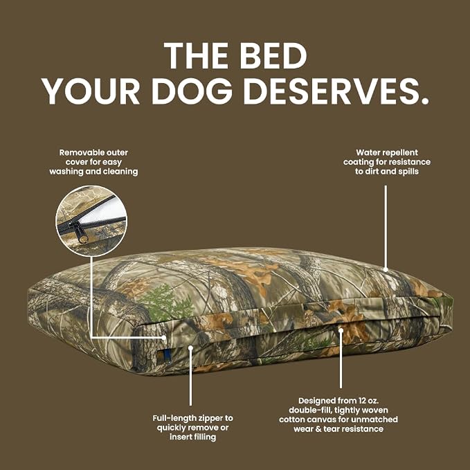 WHITEDUCK Durable & Comfortable Canvas Dog Bed Real Tree 28" Lx20 Wx4.3 H (S)
