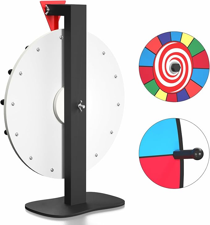 12 Inch Prize Wheel, 14 Slots Spinning Wheel for Prizes, Heavy Duty Base Spinner for Explosive Classroom, Birthday Moments, Parties