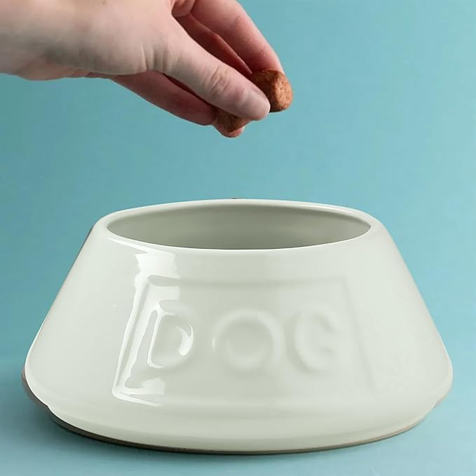 Mason Cash: Non-Tip Dog Bowl - Cream - 8.3", 54oz - Durable Ceramic Food & Water Angled Dish, Microwave-Dishwasher Safe, Pet Meal Feeding & Hydration