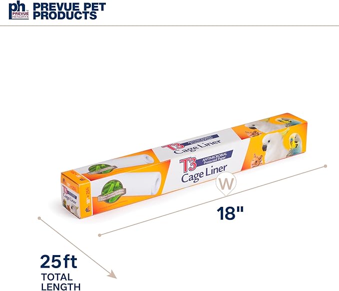 Prevue Pet Products T3 Cage Liner - Bird Cage Accessories, 25 Ft Odor Absorbent Protection, Universal Liner for All Birds, Fits Small, Medium, and Large Enclosures, Simplifies Cleaning - Regular Size