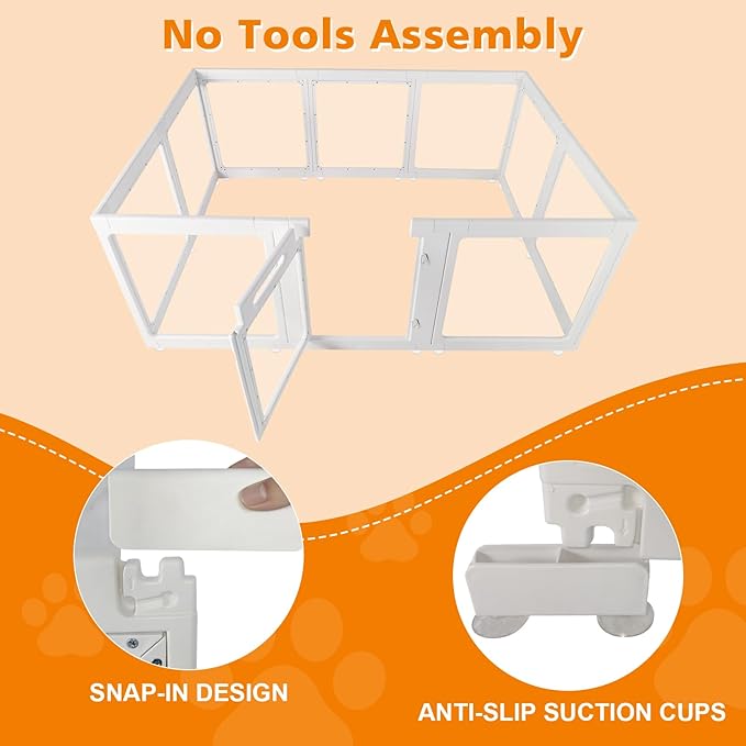 Clear Acrylic Plastic Dog Playpen with Door, 23.6"H Transparent DIY Puppy Cat Pet Play Pen, Modular Fence for Dog, Cat, Pig, Rabbit, Ferret, Easy Assemble Dog House Crate Kennel Whelping Cage