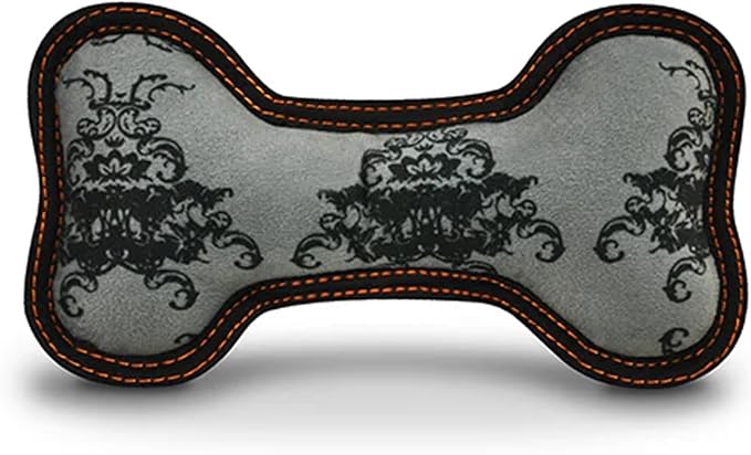 P.L.A.Y. Stuffed Dog Toys - ECO Bones - Extra Durable Squeaker Chew Toy, Great for Teething Puppies & Small, Medium, Large Dog Breeds - Machine Washable, Recycled Materials (Royal Crest, Small)