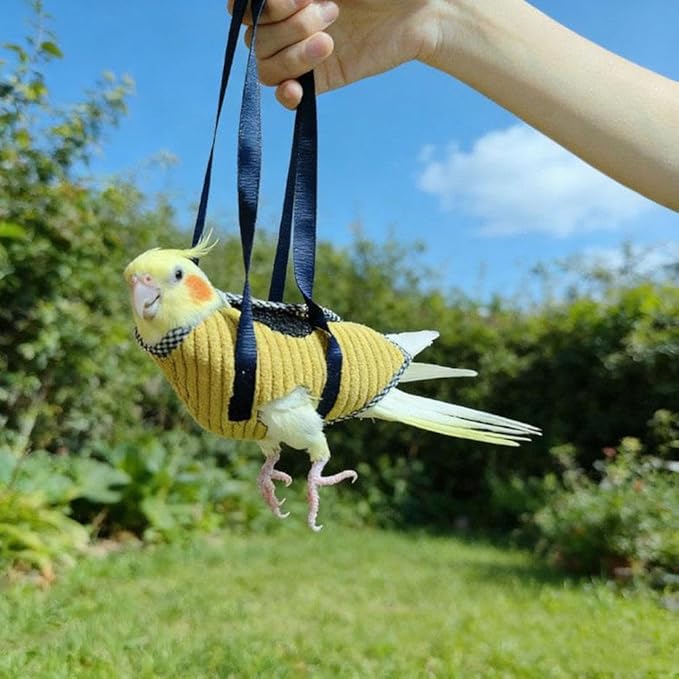 Bird Travel Carrier, Portable Bird Bag with Escape Resistant Outdoor Harness Vest for Small Medium Parrots, Cockatiel, Budgie, Ideal for Travel and Outdoor Adventures (M) (8.5cm)