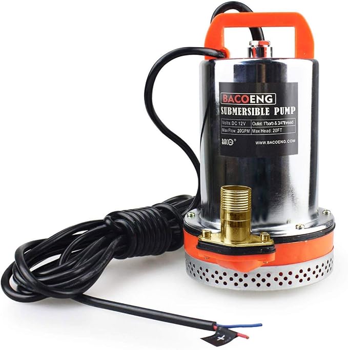 BACOENG 12V DC Farm & Ranch Solar Water Pump Submersible Well Pump 20FT Lift